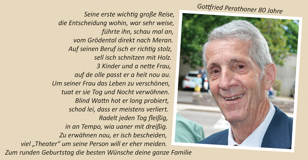 Gottfried Perathoner 80 Jahre