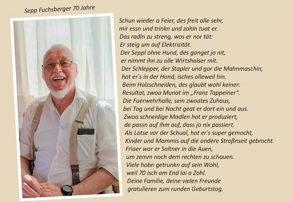 Sepp Fuchsberger 70 Jahre