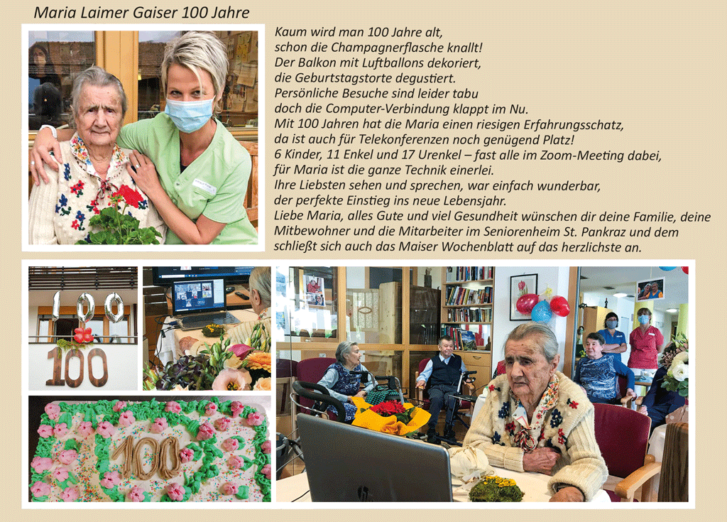 Maria Laimer Gaiser 100 Jahre