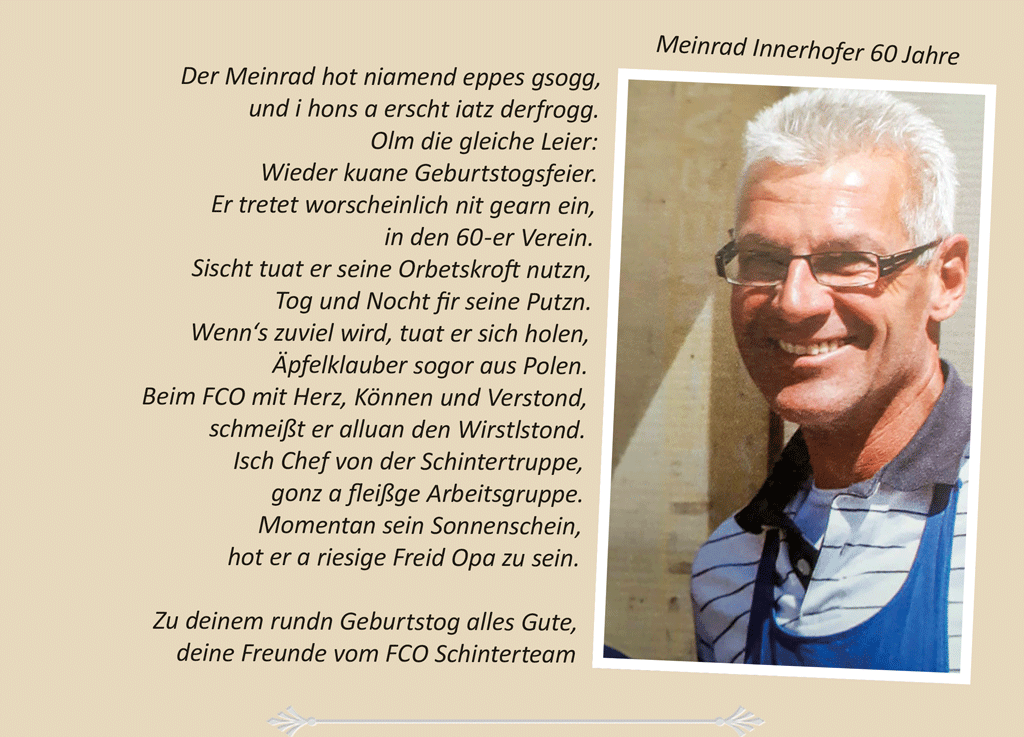 Meinrad Innerhofer 60 Jahre
