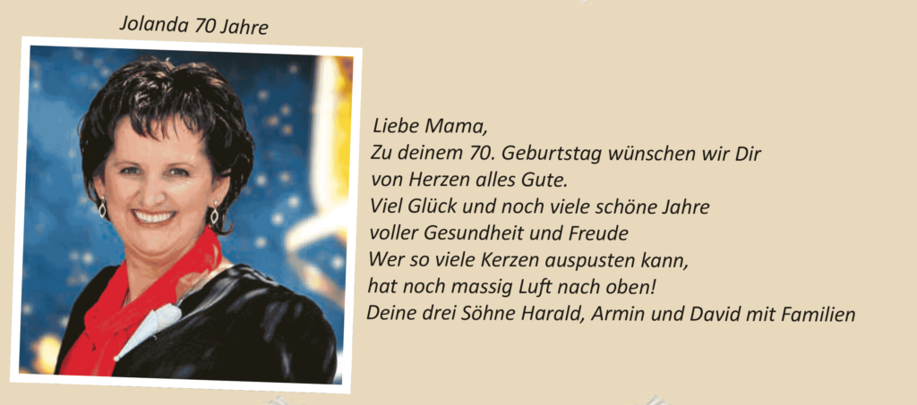 Jolanda 70 Jahre