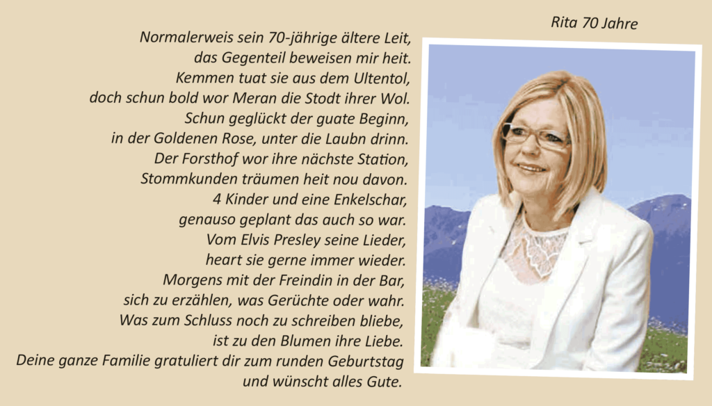 Rita 70 Jahre